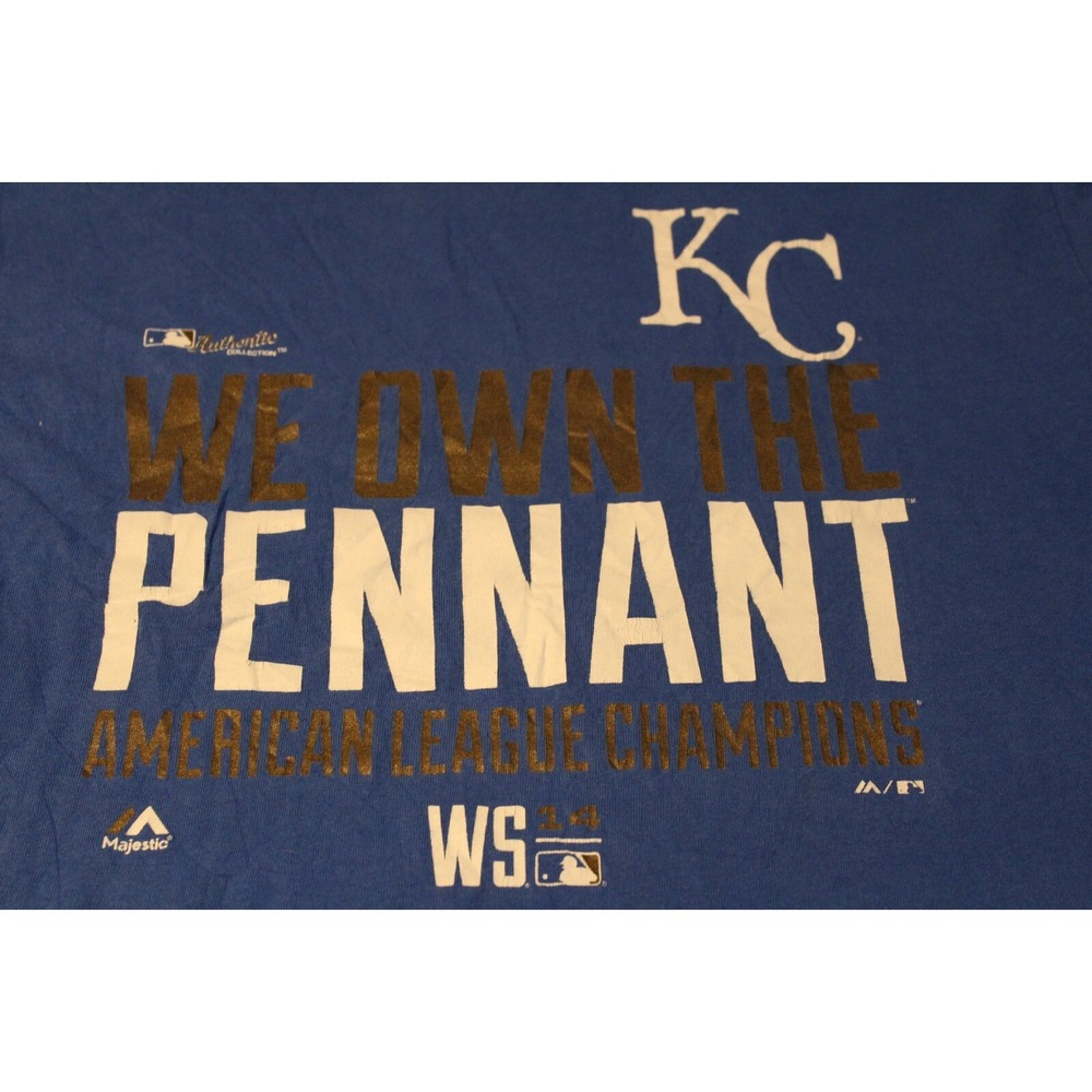 Gildan T Shirt Mens L Blue Kansas City Royals We Own The Pennant 2014 AL Champs